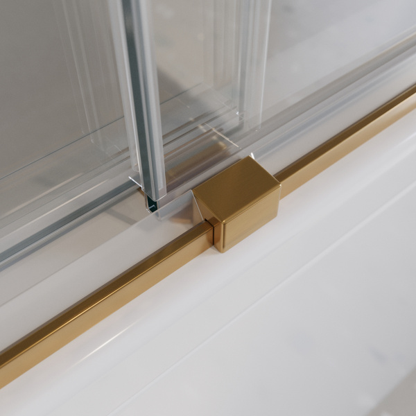 Шторка для ванны раздвижная  Cezares Tandem Soft TANDEM-SOFT-VF-2-180/145-C-BORO-IV 180 см, стекла прозрачные, профиль матовое золото