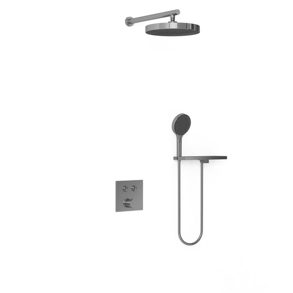 Душевая система со смесителем Vincea Inspire VSFW-4I212RGM монтаж встраиваемая в стену без термостата вороненая сталь