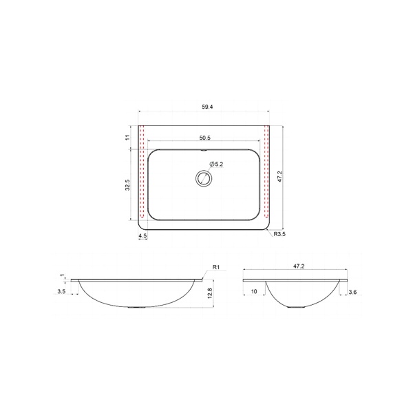 Раковина мебельная прямоугольная Vincea  VCB-2VP600B литьевой мрамор цвет черный матовый