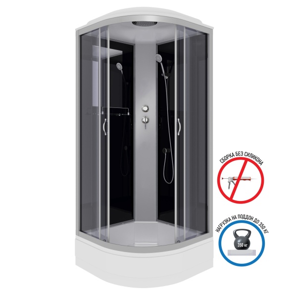 Душевая кабина с крышей Niagara Classic NG-3501-14 четверть круга  90x90 стекла тонированные, профиль матовый хром
