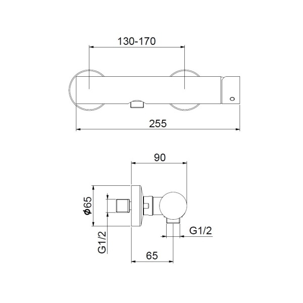Смеситель для душа Webert ONE-B NB870102560 настенный 
без термостата черный