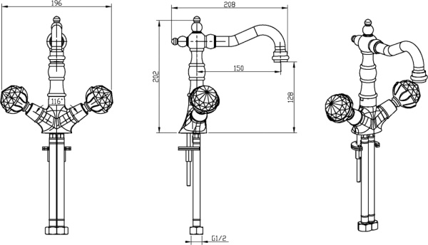 Смеситель для раковины Boheme Brillante Presente 352 хром