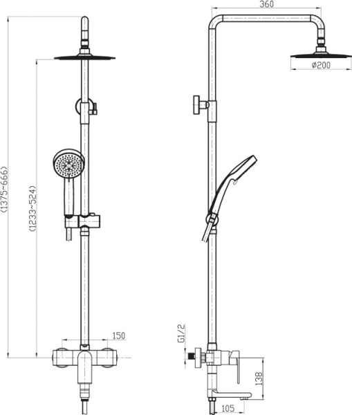Душевая система со смесителем BelBagno Nova NOV-VSCM-IN монтаж настенная без термостата сатин