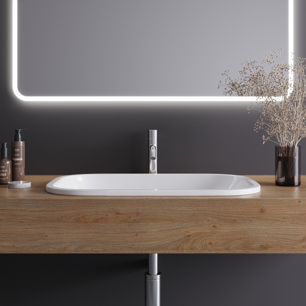 Раковина встраиваемая сверху овальная Cezares  CZR-ARE-60-LVB фаянс цвет белый