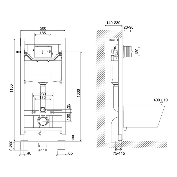 Инсталляция для подвесного унитаза Lemark Peneda Expert 9812002 механическая