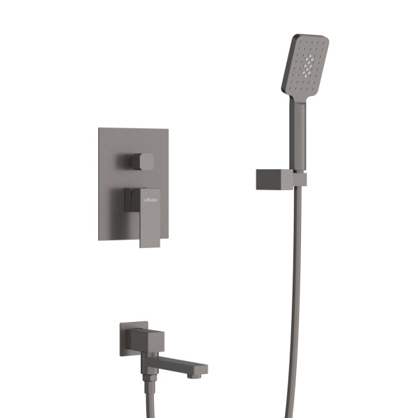 Душевая система со смесителем Cezares Slider SLIDER-VDSET-GM монтаж встраиваемая в стену без термостата оружейная сталь