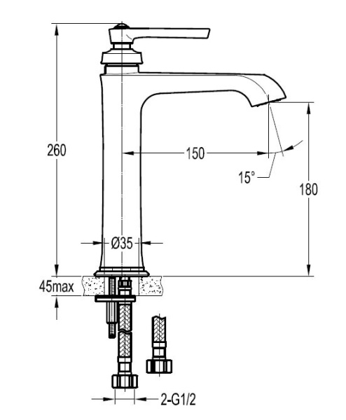 Смеситель для раковины Cezares Liberty LIBERTY-F-LC-01-W0 хром