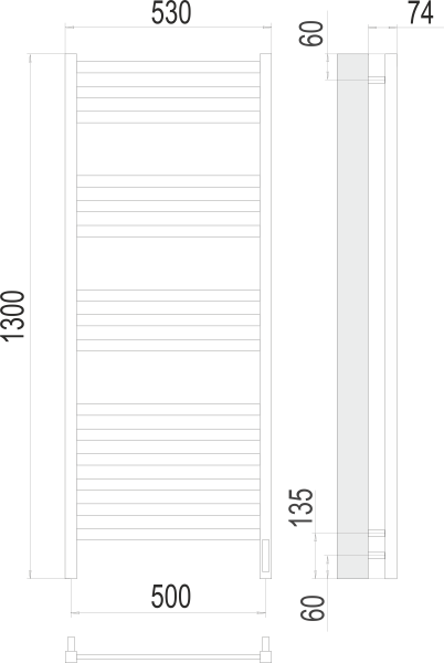 Полотенцесушитель электрический Terminus Енисей П15  50x130 4670078526274 хром