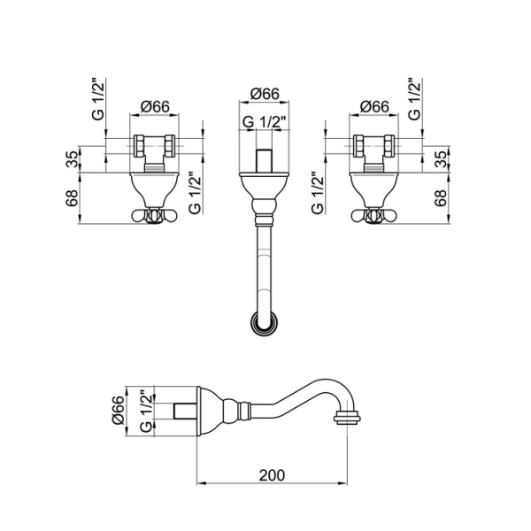 Смеситель для раковины Webert Ottocento OT750404010 золото