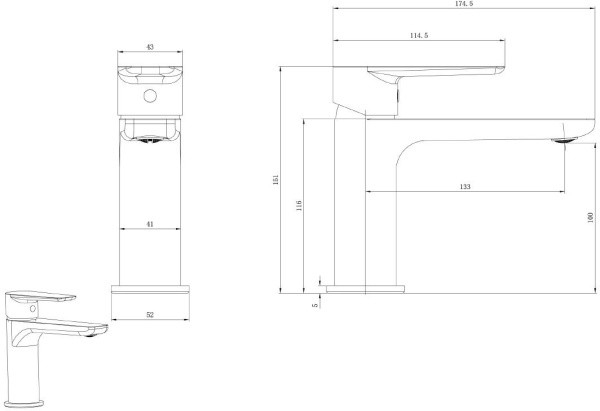 Смеситель для раковины Allen Brau Eclipse 5.E1A01-31 черный матовый