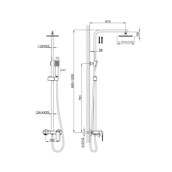 Душевая система со смесителем D&K Berlin DA1433726A02 монтаж настенная без термостата белый