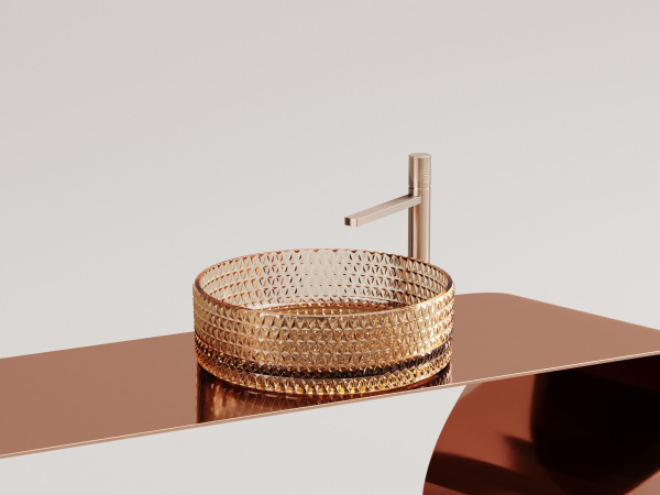 Раковина накладная круглая Ceramica Nova Cristal CN6058 стекло цвет бежевый