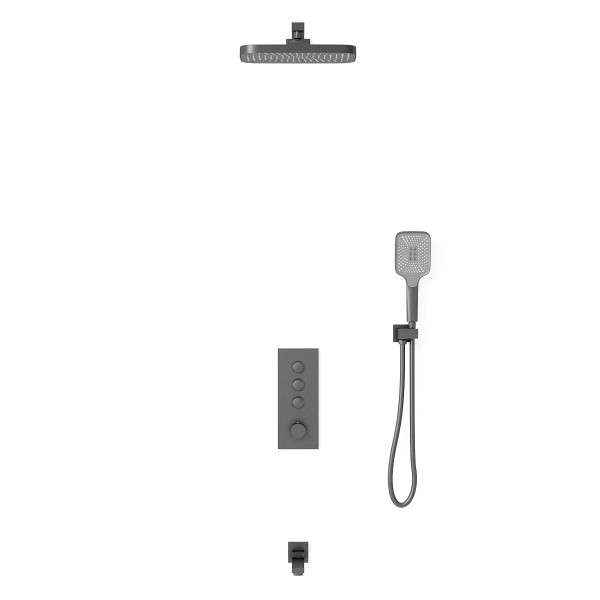Душевая система со смесителем Vincea  VSFW-433T1GM монтаж встраиваемая в стену с термостатом вороненая сталь
