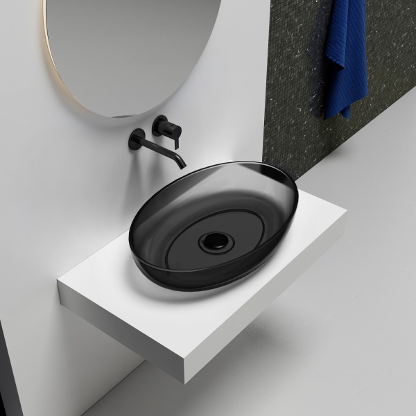 Раковина  овальная Abber Kristall AT2801Onyx полиэфирная смола цвет черный