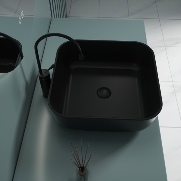Раковина  квадратная  Esbano ERCINA-N ESRNERCINMB фаянс цвет черный матовый