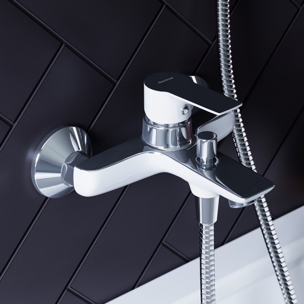 Смеситель для ванны или душа Damixa Origin Elegance 841000000 настенный 
без термостата хром/белый