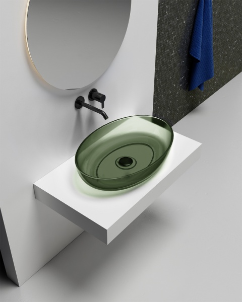 Раковина  овальная Abber Kristall AT2801Vesuvian полиэфирная смола цвет оливковый