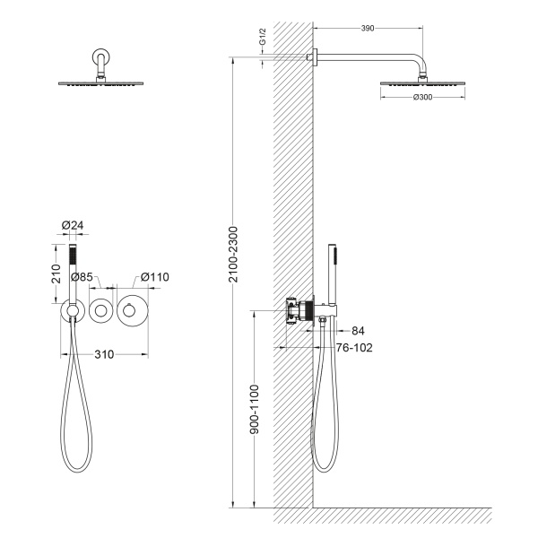 Душевая система со смесителем Timo Saona SX-2359/00SM монтаж встраиваемая в стену с термостатом хром