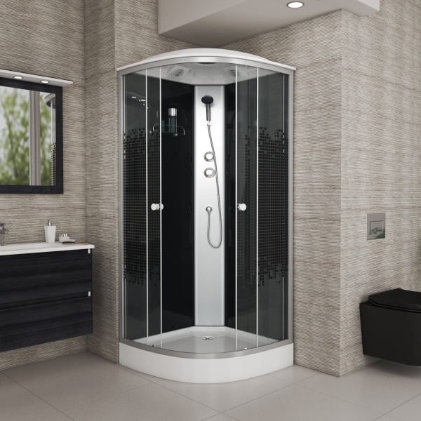 Душевая кабина с крышей Niagara Eco NG-4502-14 четверть круга  100x100 стекла прозрачные с узором, профиль матовый хром