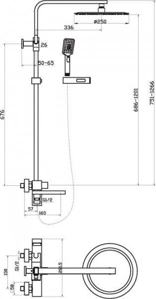 Душевая система со смесителем BelBagno Luce LUC-VSCM-CRM монтаж настенная без термостата хром