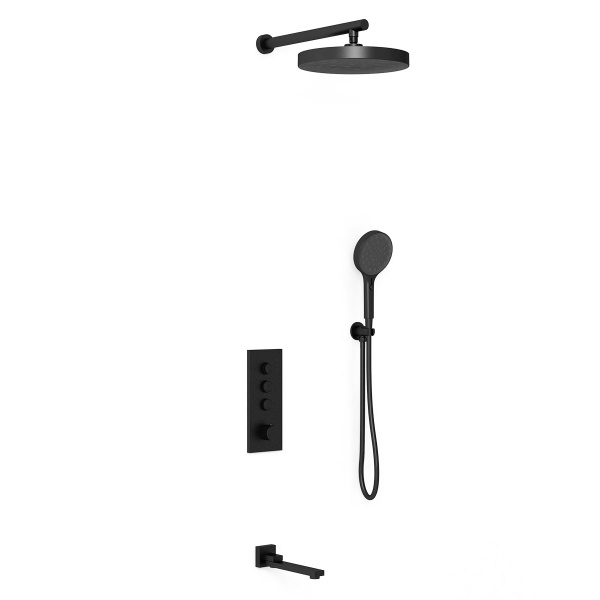Душевая система со смесителем Vincea Inspire VSFW-433TI2MB монтаж встраиваемая в стену с термостатом матовый черный