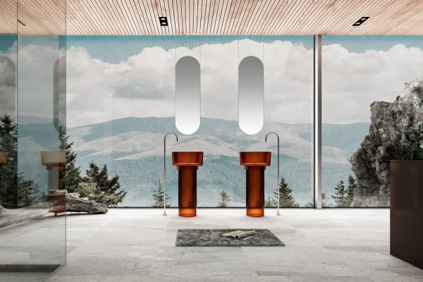 Раковина  круглая Abber Kristall AT2702Opal-H полиэфирная смола цвет коричневый