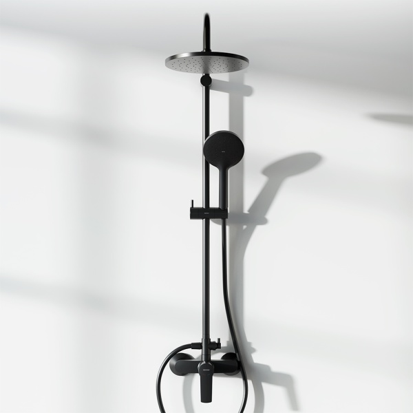 Душевая система со смесителем Damixa Jupiter 977710300 монтаж настенная без термостата черный матовый