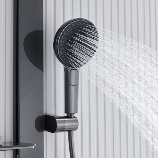 Душевая система со смесителем Black&White Gravity GH-9005-GM монтаж настенный с термостатом темно-серый гранит