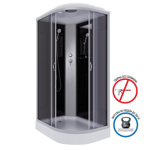 Душевая кабина с крышей Niagara Classic NG-3512-14L асимметричная  120x80 стекла тонированные, профиль матовый хром