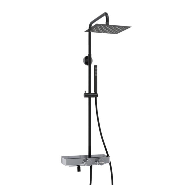 Душевая система со смесителем Wasserkraft  A114.255.217.CB Thermo монтаж настенная с термостатом черный