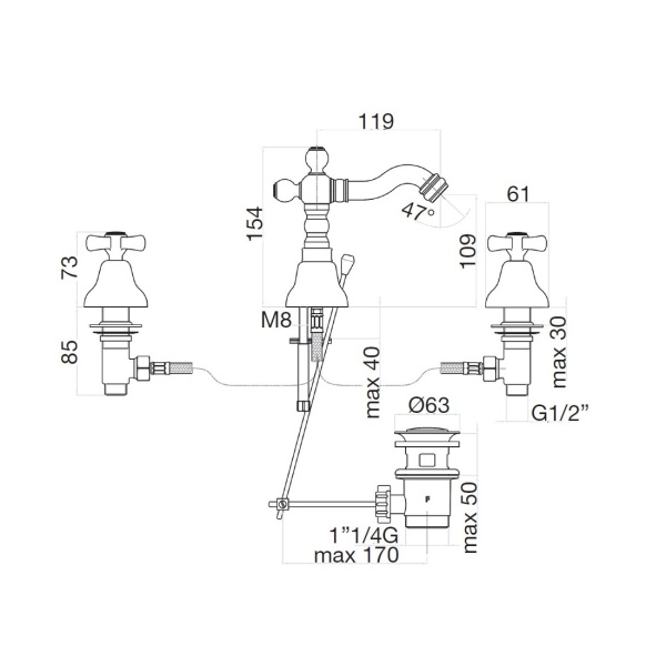 Смеситель для биде Webert Armony AM710202060 латунь медь