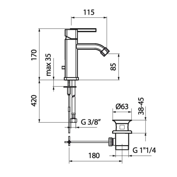 Смеситель для раковины Webert Azeta AZ830102015 хром