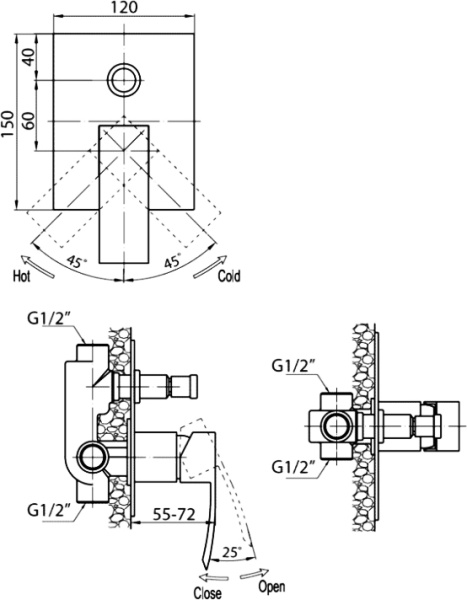 Смеситель  Cezares Quattro QUATTRO-C-VDI-01  
 
