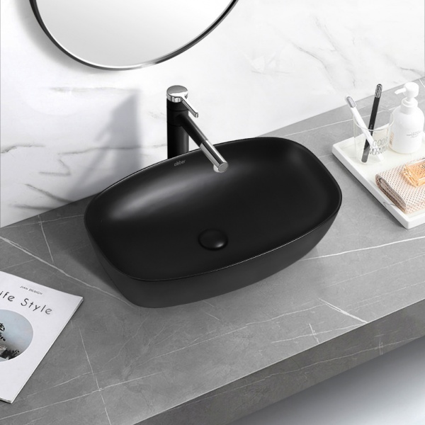 Раковина  прямоугольная Abber Rechteck AC2206MB керамика цвет черный матовый