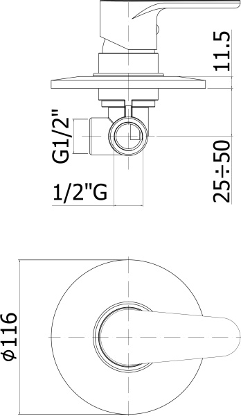 Смеситель для душа Paffoni Green GR010CR встраиваемый в стену 
без термостата 