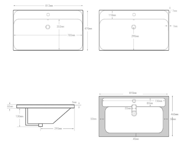 Раковина мебельная прямоугольная Aquanet Flash 00333268 керамика цвет белый
