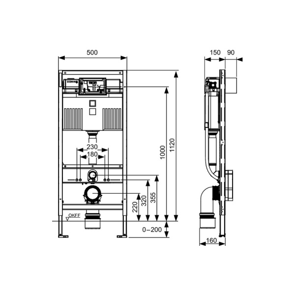 Инсталляция для подвесного унитаза-биде TECE Profil 9300379 механическая