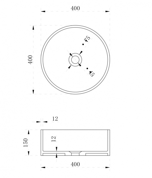 Раковина  круглая Abber STEIN AS2612 искусственный камень цвет белый матовый