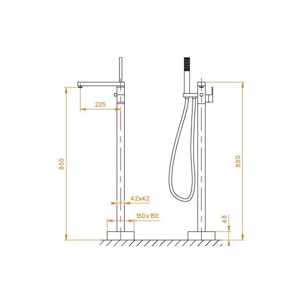 Смеситель для ванны RGW Shower Panels 511405350-04 напольный 
без термостата черный