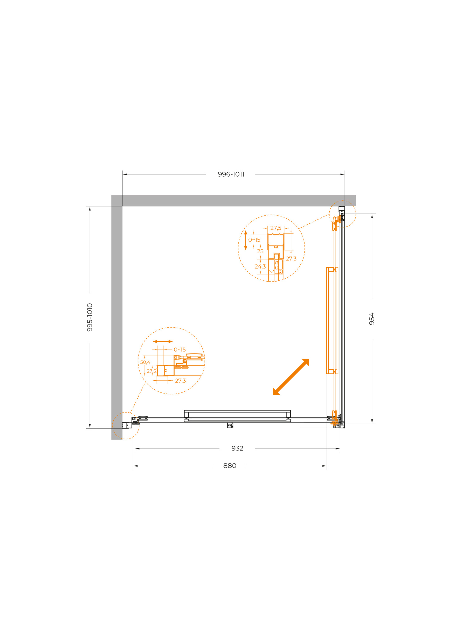 Душевой угол Cezares Lux LUX-A-FS-1-100-C-CR квадратный 100x100 стекла прозрачные, профиль хром