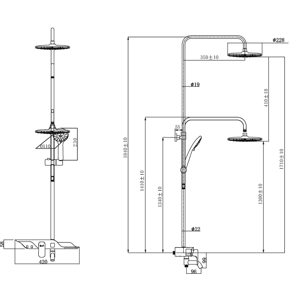 Душевая система со смесителем Lemark Tropic LM7003C монтаж настенная без термостата хром
