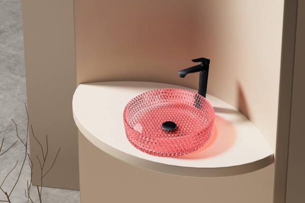 Раковина  круглая Abber GLAS AK2301OR стекло цвет красный