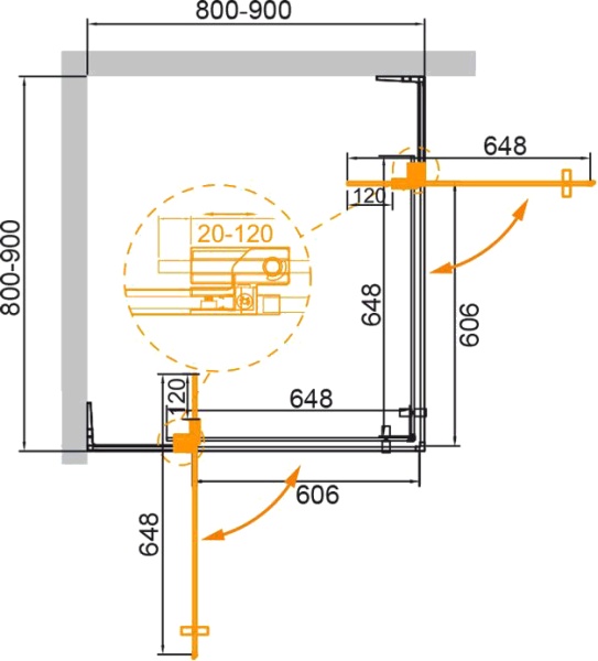 Душевой угол Cezares Slider SLIDER-A-2-80/90-C-Cr квадратная   стекла прозрачные, профиль хром