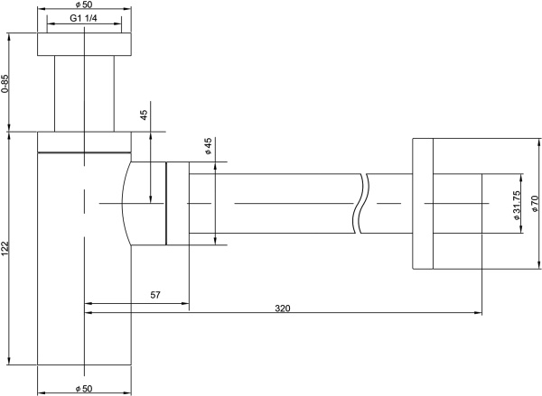 Сифон для раковины TIMO 959/03L латунь черный матовый