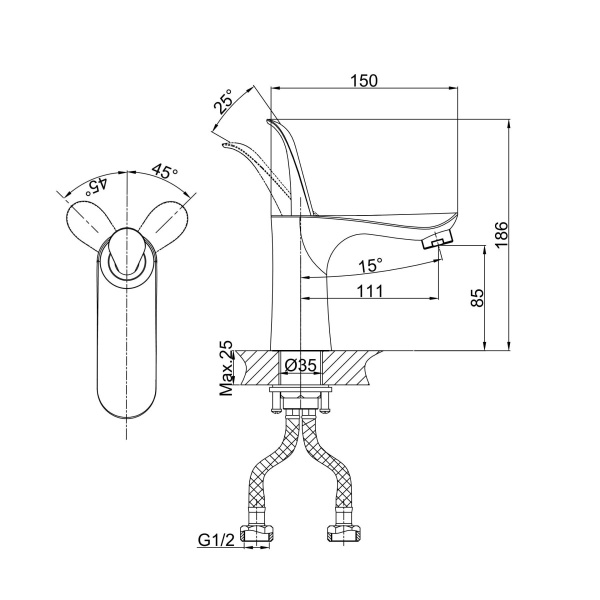 Смеситель для раковины D&amp;K Venice.Baciano DA1032156 белый/хром