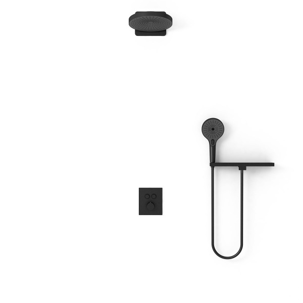 Душевая система со смесителем Vincea  VSFW-3I21T1RMB монтаж встраиваемая в стену с термостатом матовый черный