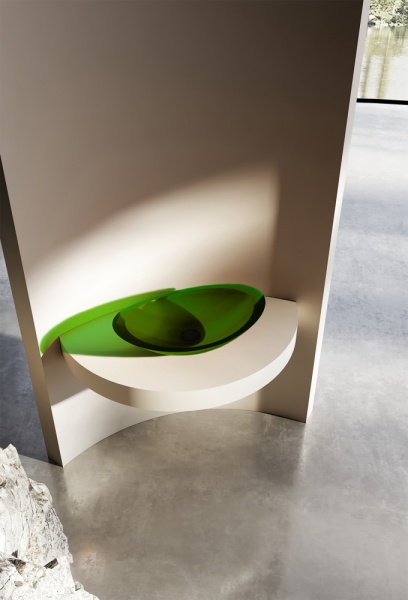 Раковина накладная овальная Abber Kristall AT2808Emerald полиэфирная смола цвет зеленый