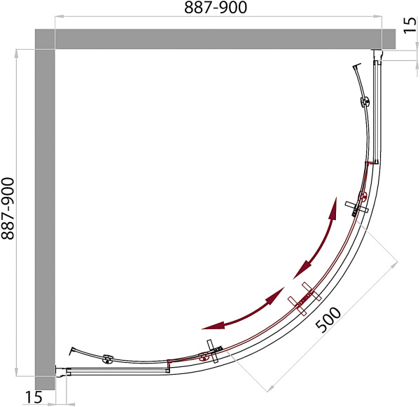Душевой угол BelBagno Uno UNO-195-R-2-90-C-Cr четверть круга 90x90 стекла прозрачные, профиль хром