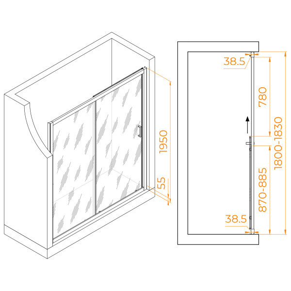 Душевая дверь RGW Passage PA-016 350801618-11 180 см стекла прозрачные, профиль хром