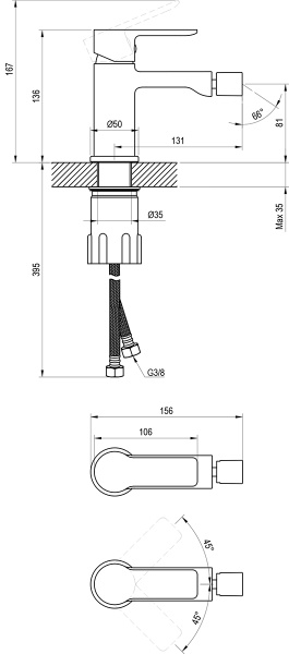 Смеситель для биде Ravak Solar X070487 латунь хром